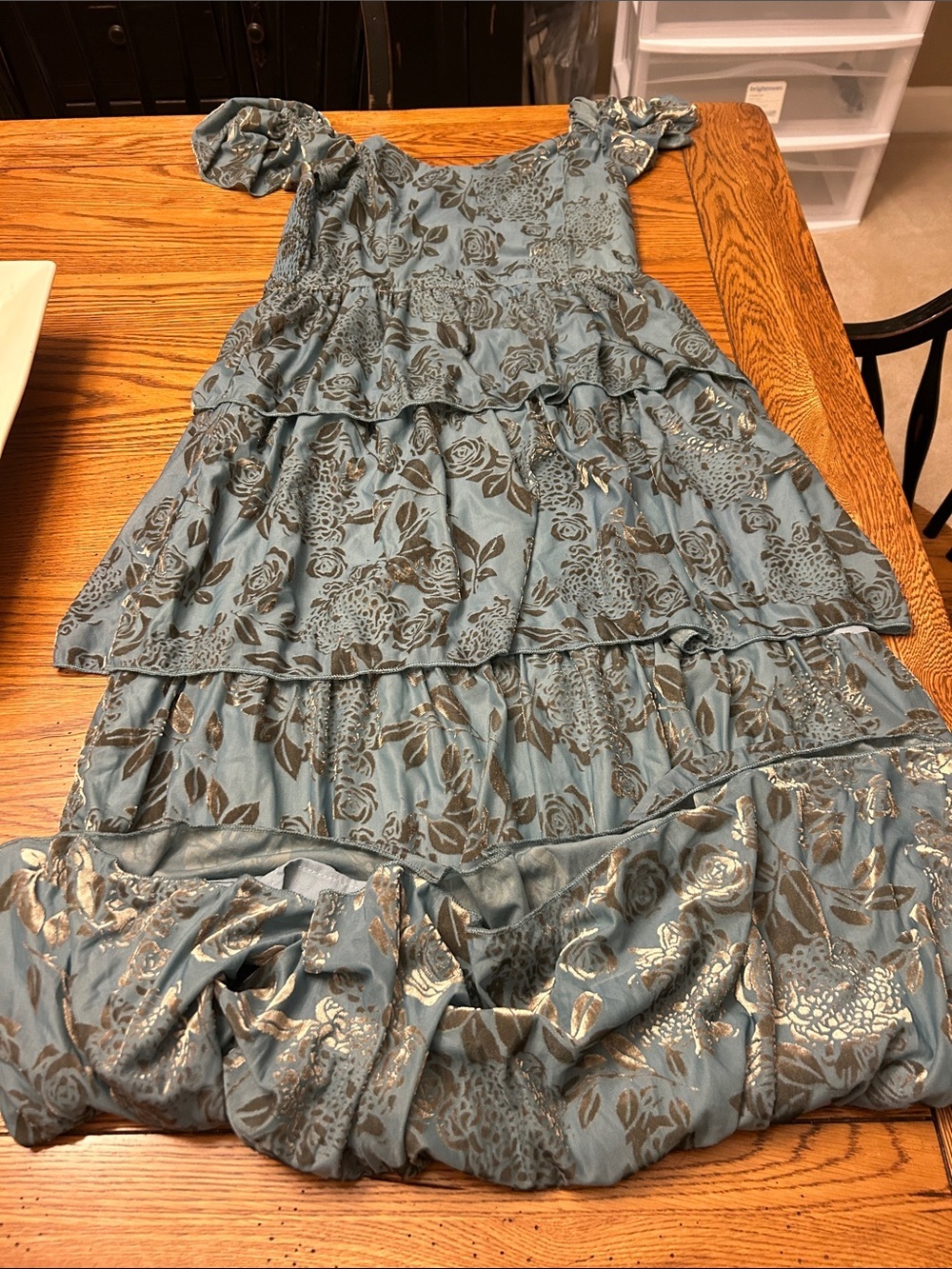 bohme Blue Floral Tiered Ruffle Dress/9